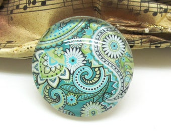 2 Paisley green 4-14 mm blue glass 14 mm cabochons