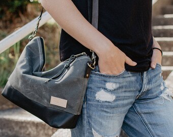 Alsea Crossbody in waxed canvas and leather by Meant Mfg.