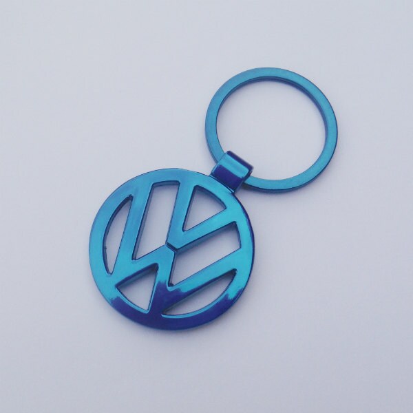 VW Emblem Keychain keyring Metal Blue Black Pink Gold Tone