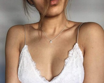 dainty silver necklace, silver necklace with charm, necklace with charm, shiny charm, necklace for women,diamond charm,necklace silver,charm