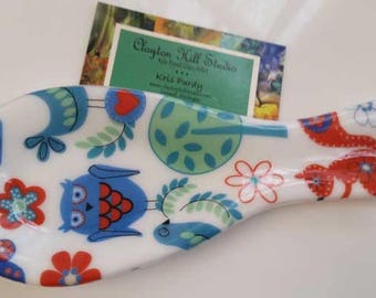 Fused Glass Spoon Rest - Funky Nature
