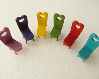Hand painted vintage miniature chairs - Set of 6