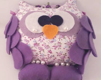 purple stuffed owl