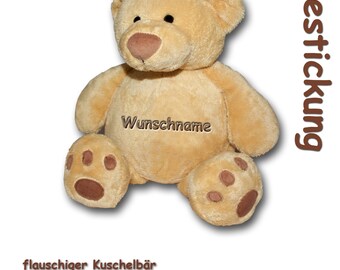 Fluffy Teddy Bear with Embroidery