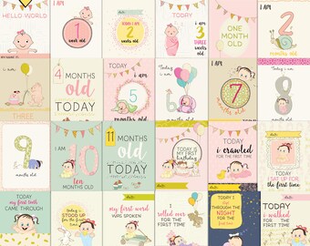 baby girl first moments- Journal Cards - Instant Download Printable journaling cards for Project Life and digital scrapbooking