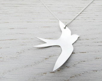 Silver Swift Necklace - Sterling Silver Bird