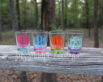 monogrammed shot glasses bridal party gifts batcherlotte