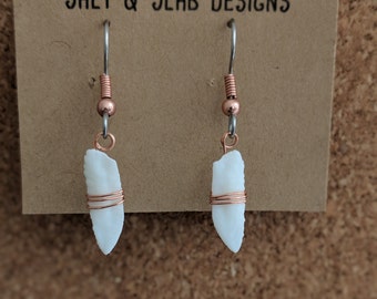 Haddock Dangle Earrings, Haddock Otolith, Otolith Earrings, Surgical Steel Earrings