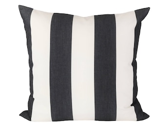 Cabana Stripe Black & White pillow covers - Indoor/Outdoor - Made to Order