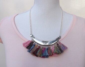 Tassel necklace, boho necklace, tassel pendant, gypsy necklace, hippy pendant, summer jewellery. Bohemian jewellery