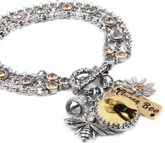 Download Queen Bee Charm Bracelet Stainless Steel Charm Bracelet