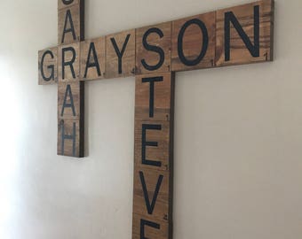 Personalized Scrabble Tiles - Scrabble Wall Art - Scrabble Wall Decor - Wooden Scrabble Tiles
