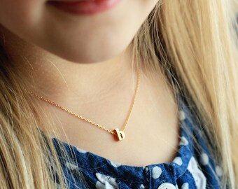 Children's Initial Necklace - Lowercase Personalized Kid's Initial Necklace, Flower Girl Gift, Wedding gift, Children's Personalized Gift