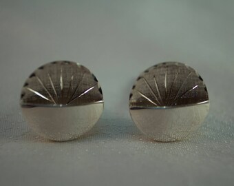 Midcentury Sterling Round Cufflinks with Pocket Design