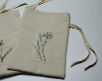 Iris Gift Bag, Fabric Gift Bag, Spring Flower Gift Wrap