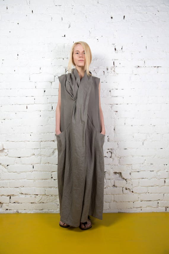 Long linen dressGrey linen dress Every day dress Grey linen