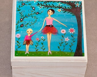 Jewelry Box, Trinket Box, Gift Box, Dancing Mother and Child