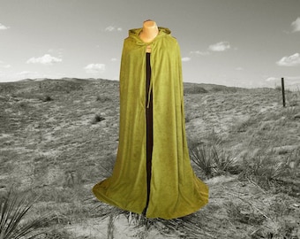 Green Cloak Hooded Cape Faux Suede Halloween Costume Renaissance Festival Wedding