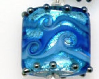 Blue pillow lamowork beads, lamowork glass beads, Handmade Lampwork Beads, Bead Set, SRA, Statement, Made to Oder, Jewelry Supply