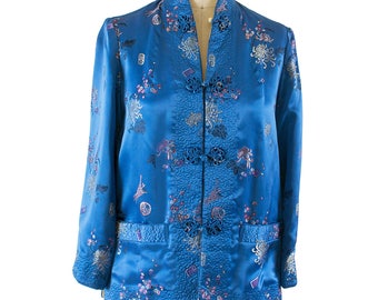 Vintage Embroidered Chinese Silk Reversible Jacket with Chinese Character Label