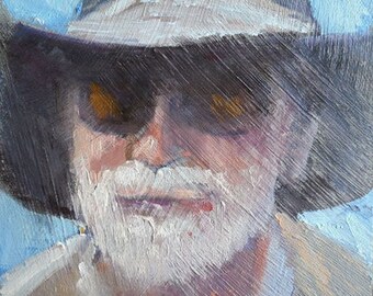 Impressionist Portrait, Small Portrait, Daily Painting, Small Oil Painting, textured, 6x6" oil on panel, Free Shipping in US