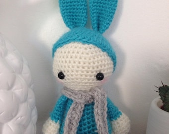 Little Pixie Doll "lutinou" turquoise rabbit