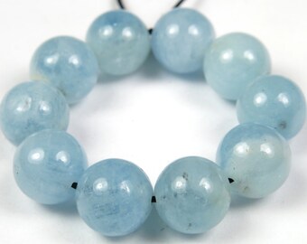 Quality Natural Aquamarine Round Bead - 8.5mm - 10 Pieces - B3959