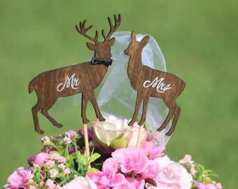 Veewon Hochzeitstorte Topper Aus Holz – Mr. & Mrs. Kuchen Deko Mit Sticks Für Torte & Desserttisch