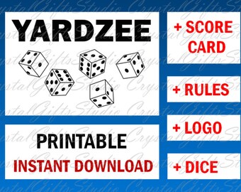 YARDZEE printable + svg, yardzee score card, yardzee rules, yardzee score sheet, yardzee file, yardzee download, yardzee decal, scorecard