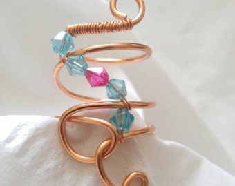 Copper Wire Wrapped Ring Size 6, Beaded Copper Ring, Wire Wrap Ring, Ring, Handmade Ring, Ring US Size 6, Wire Wrapped Jewelry, Rings.
