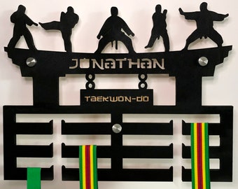 Personalised Martial Arts Medal Rack Display Karate Judo Taekwondo Birthday gift present