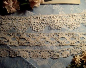 3 beautiful antique bobbin lace