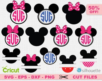 Mickey monogram svg, Minnie monogram svg, Minnie svg, Mickey svg, Disney svg, Disney bundle svg, Bow svg, Disney cricut, Disney monogram svg