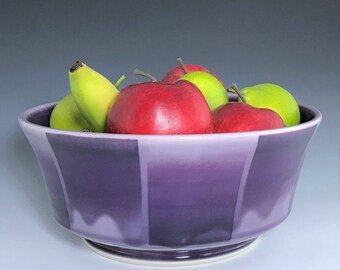Large Purple Serving Bowl, Purple Ceramic Bowl, Porcelain Bowl, Large Salad Bowl, Purple Bowl, Wheel Thrown Pottery Bowl, Ceramic Fruit Bowl