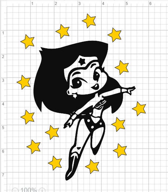 Download Wonder Woman Cartoon SVG EPS DXF Studio3 Cut Files