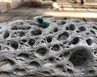 hammered turquoise stacker set