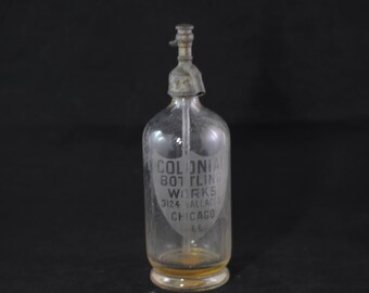 Antique Colonial Bottling Works Soda Seltzer Syphon Bottle Chicago Ill