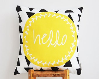 Decorative Pillows, Throw Pillow, Cushion Cover, Modern Kids Pillow, Nursery Decor, Housewarming Gift, Baby Shower, Yellow 16" x 16"