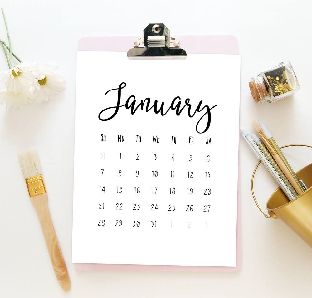 Calendar Printable Monthly Calendar 2018 Desk Calendar 2018