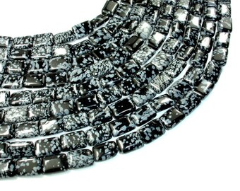 Snowflake Obsidian Beads, 10 x 14mm Rectangle Beads, 16 Inch, Full strand, Approx 28 beads, Hole 1 mm, AB quality (410033003)