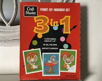 1972 Craft Master Paint By Number Set 3 in 1 Nice Mice 10406 Sealed In Original Packaging General Mills