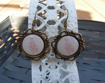 Vintage cherry blossom cabochon earrings