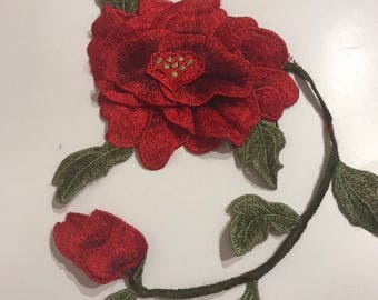 3D red poppy flower patch