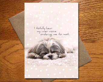 Every Day Spirit / Cute Dog Card / Get Well Card / Friend Encouragement Card / Funny Card / Get Well Yoga Card / Animal Card / 5x7