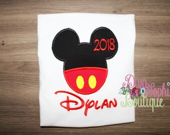 Mickey Mouse with Buttons Boy's Bodysuit - T-shirt - Embroidered Mickey Shirt