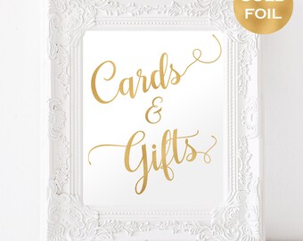 Gift Table Sign - Gold Foil Cards Sign and Gifts - Wedding Printable - Wedding Sign - Modern Calligraphy - Downloadable wedding #WDH8121224