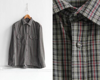 90s plaid shirt, Vintage Mens shirt, Plaid dress shirt, Checkered shirt, Button up shirt, Vintage Long sleeve shirt, Grunge shirt / Medium