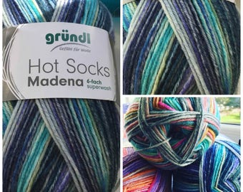 Sockyarn 6ply superwash all beautiful shades of blue lime turquoise teal denim skyblue light blue cobalt 75 % wool 150 g 375 meter shade 08