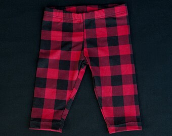 Legging pantalon pour bébé 0-24 mois carreaux buffalo rouges et noirs