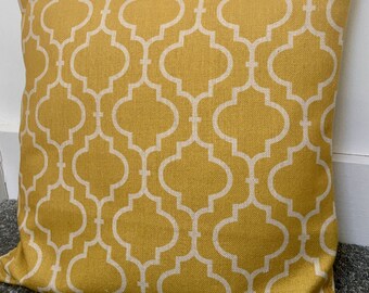 Double-sided yellow moroccan cushion cover 22" 55cm cotton linen